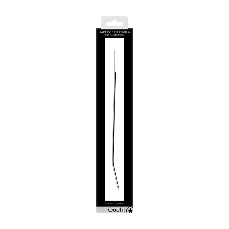 Ouch! Urethral Sounding Curved Stainless Steel Dilator 4 mm