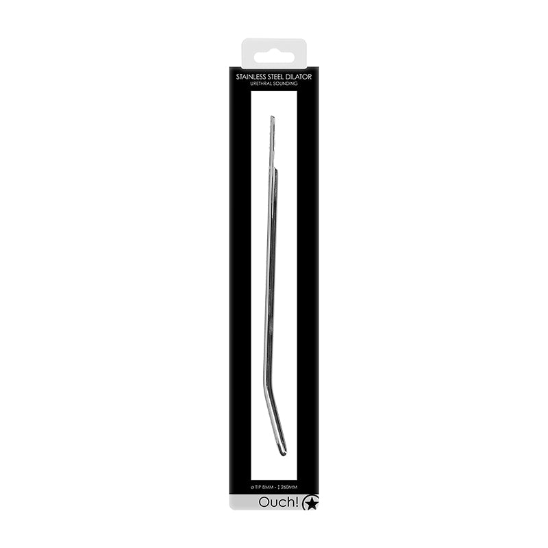 Ouch! Urethral Sounding Curved Stainless Steel Dilator 8 mm
