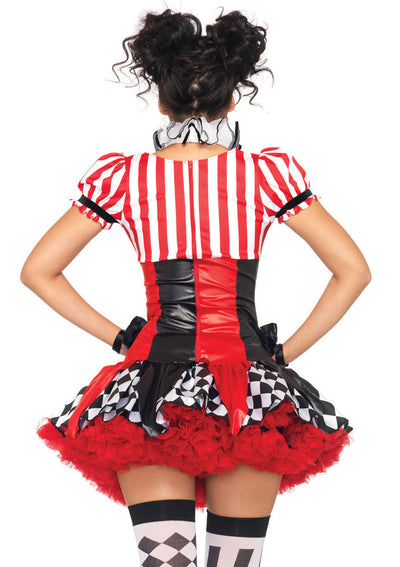 3-piece Harlequin Clown,suspender Dress,ruffle Neck Piece,hat