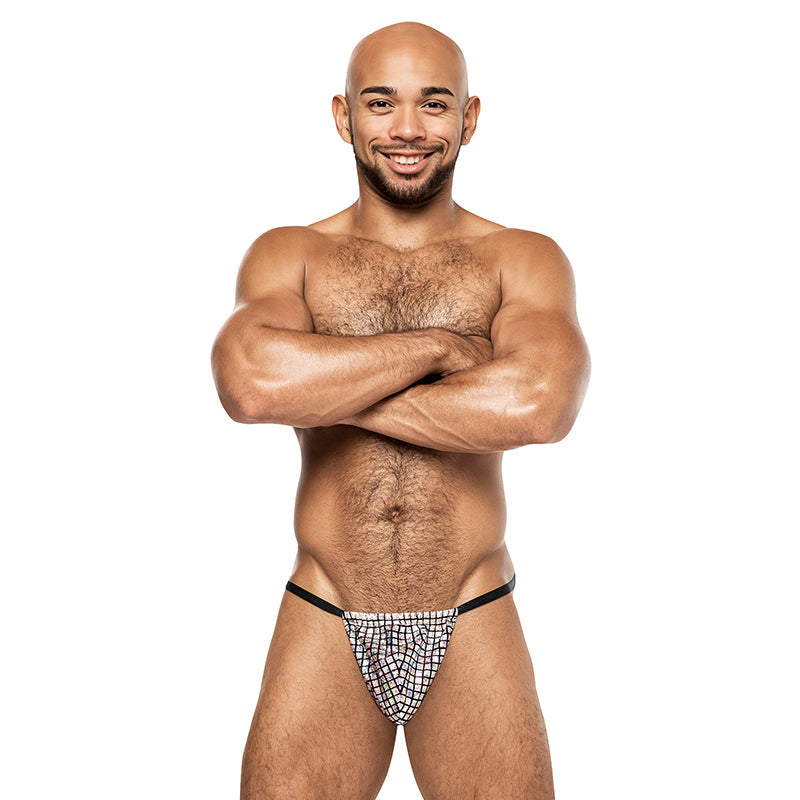 Male Power Disco Desire Posing Strap Black/Silver O/S