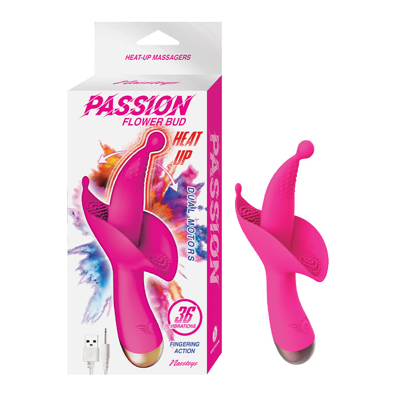 Passion Flower Bud Heat Up Dual Stimulator Pink