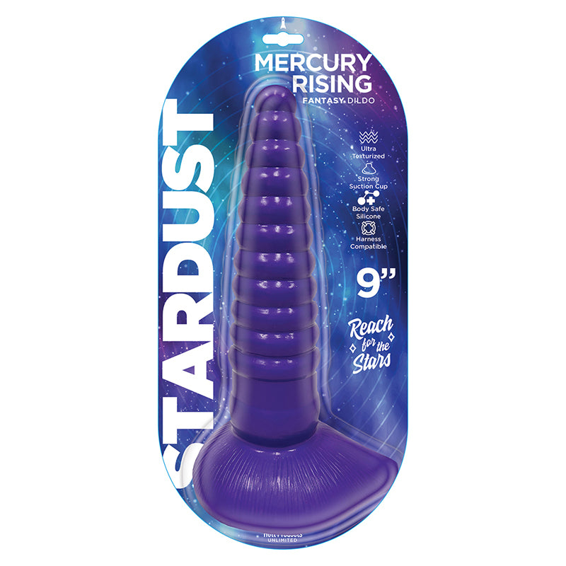 Stardust Mercury Rising Textured 9 in. Silicone Fantasy Dildo Purple