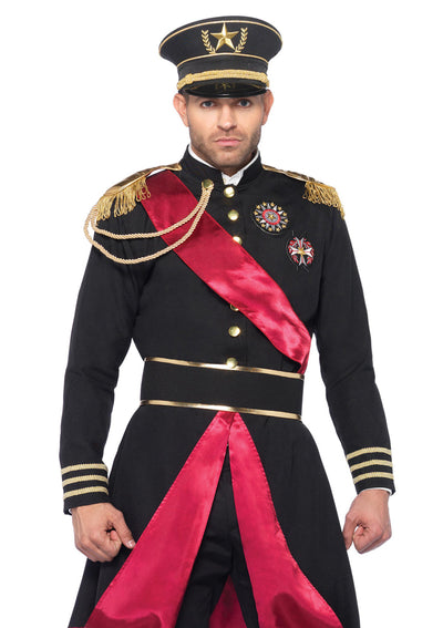 2-piece Military General,jacket W/badge Accents And Belt