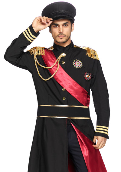2-piece Military General,jacket W/badge Accents And Belt