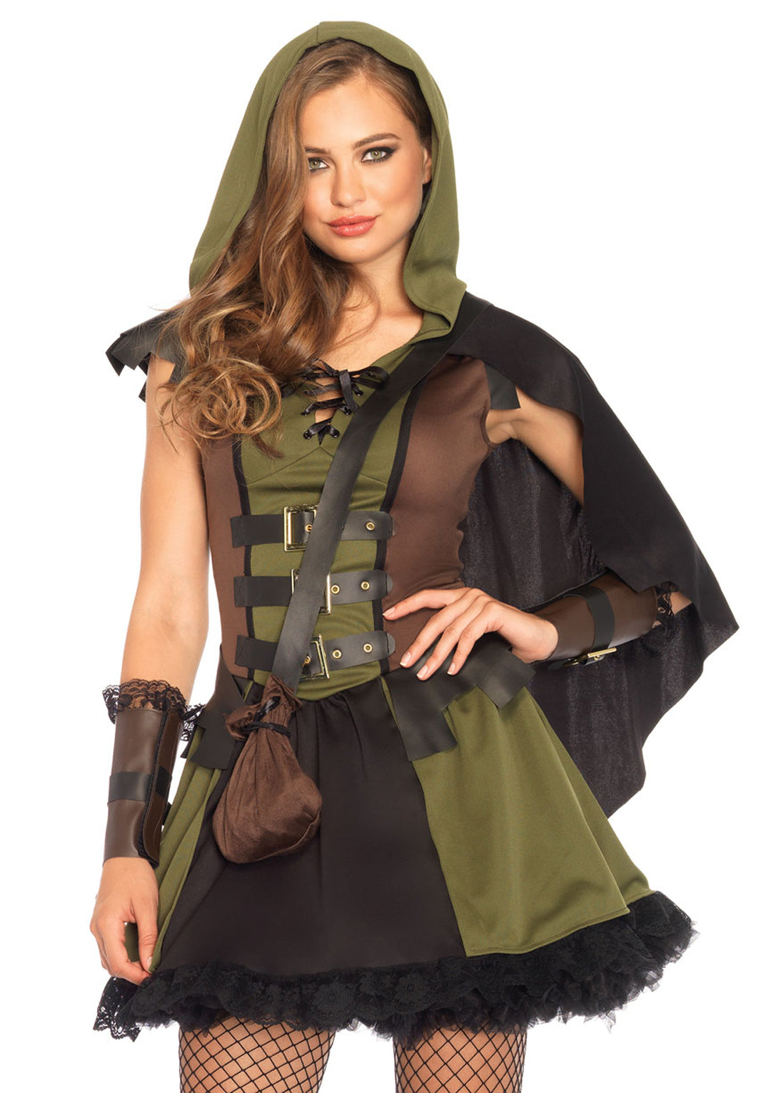 3-piece Darling Robin Hood,dress W/one Shoulder Cape