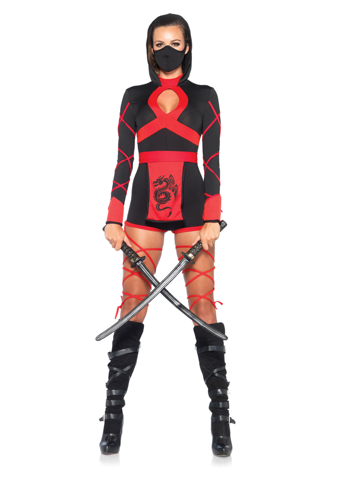 3-piece Dragon Ninja,hooded Romper,waist Sash,and Face Mask