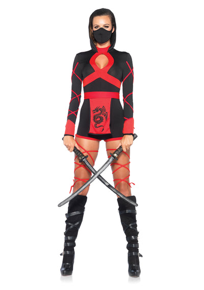 3-piece Dragon Ninja,hooded Romper,waist Sash,and Face Mask