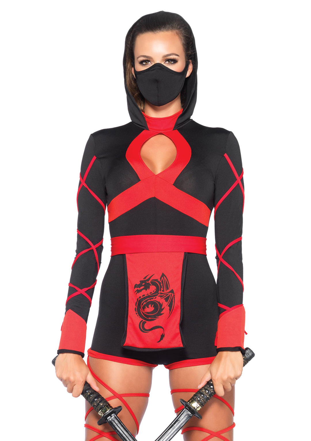 3-piece Dragon Ninja,hooded Romper,waist Sash,and Face Mask