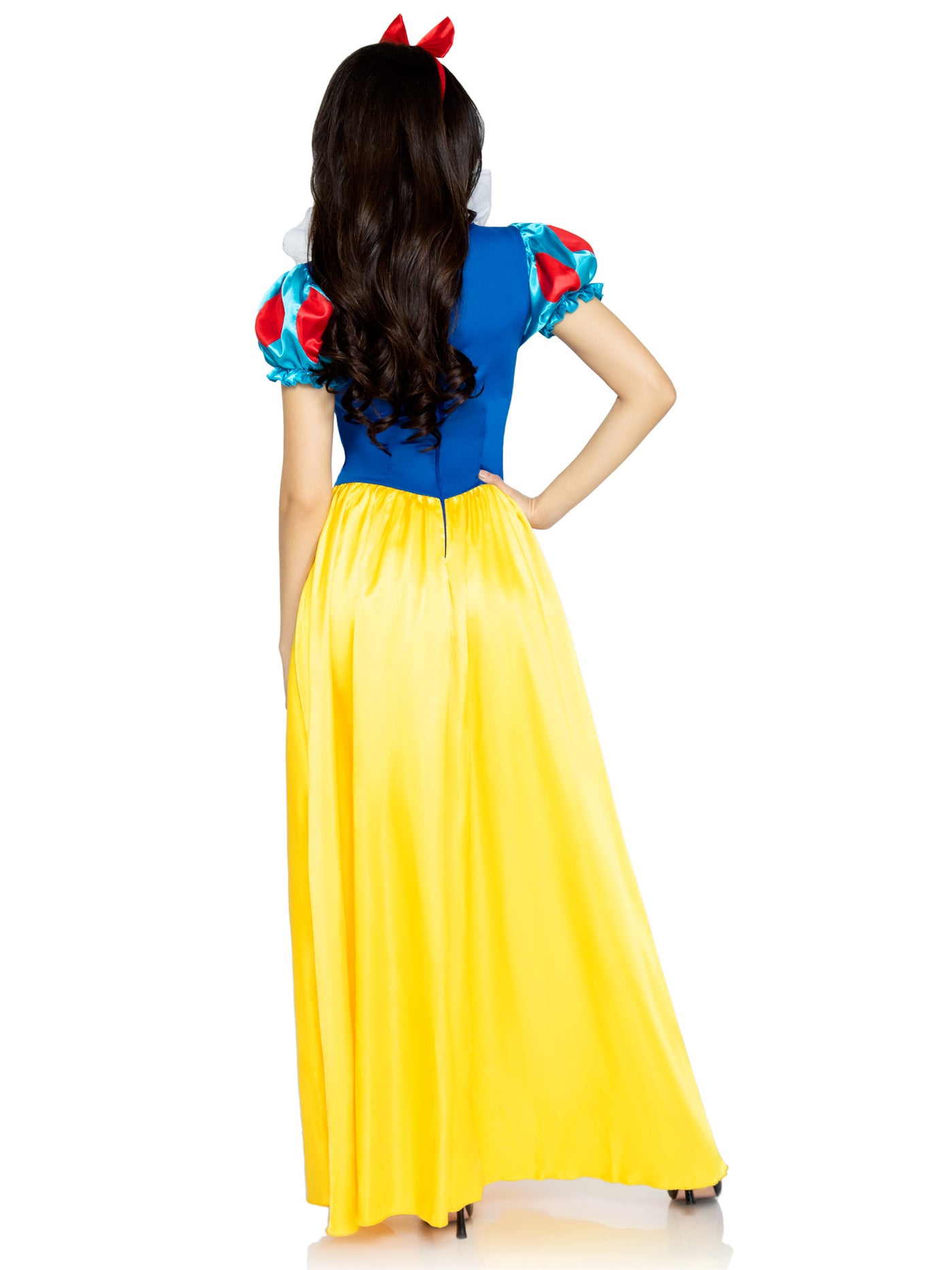 2-piece Classic Snow White,long Dress With Matching Bow Headband