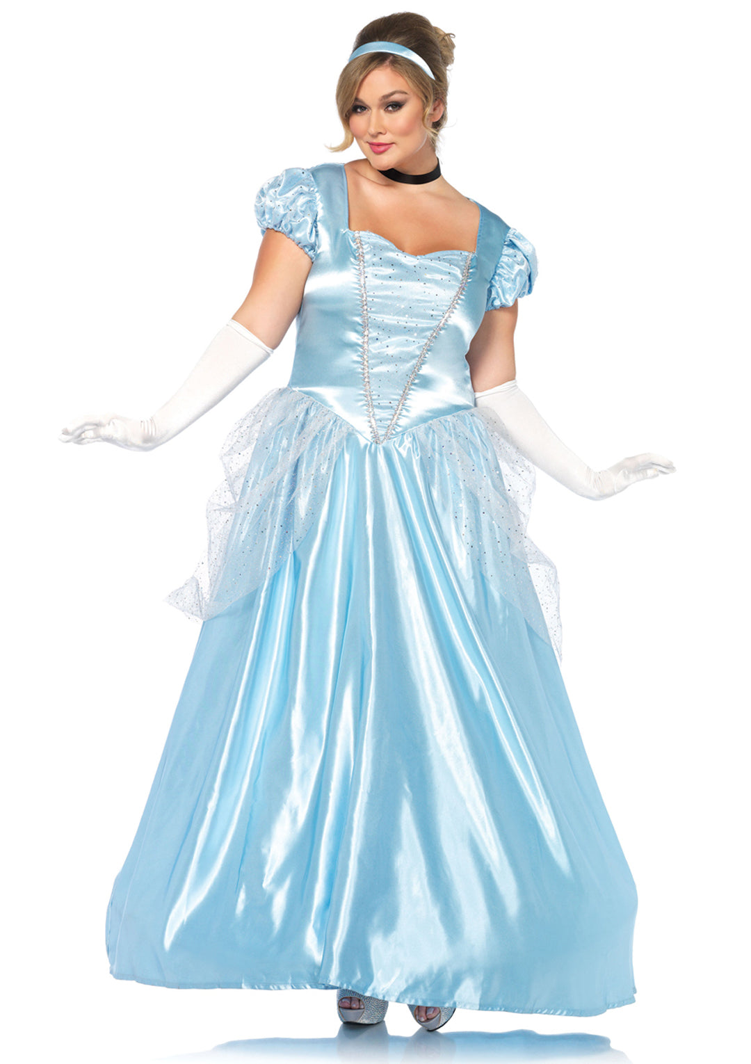 3-piece Classic Cinderella,long Satin Ball Gown,choker,headband