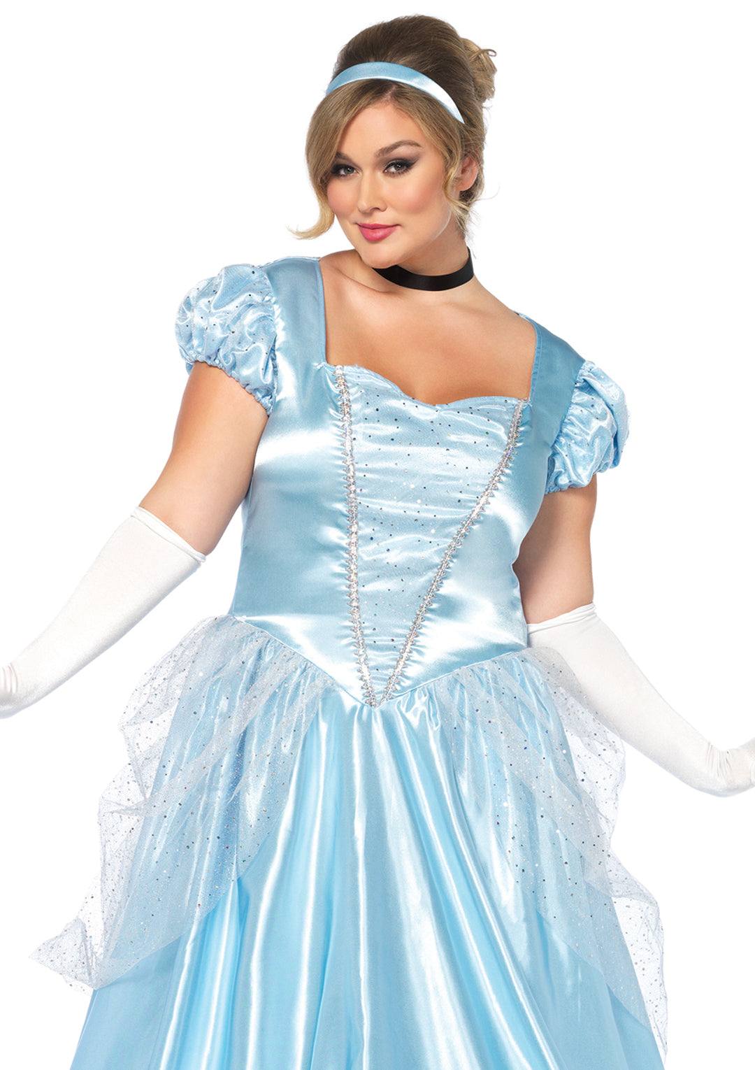 3-piece Classic Cinderella,long Satin Ball Gown,choker,headband