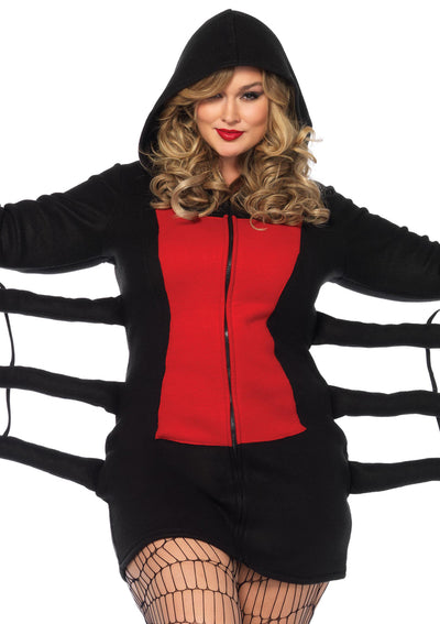 Cozy Black Widow Fleece Dress W/wiggly Spider Leg