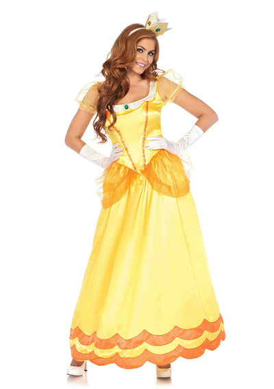 2-piece Sunflower Princess,long Satin Gown And Jewel Crown