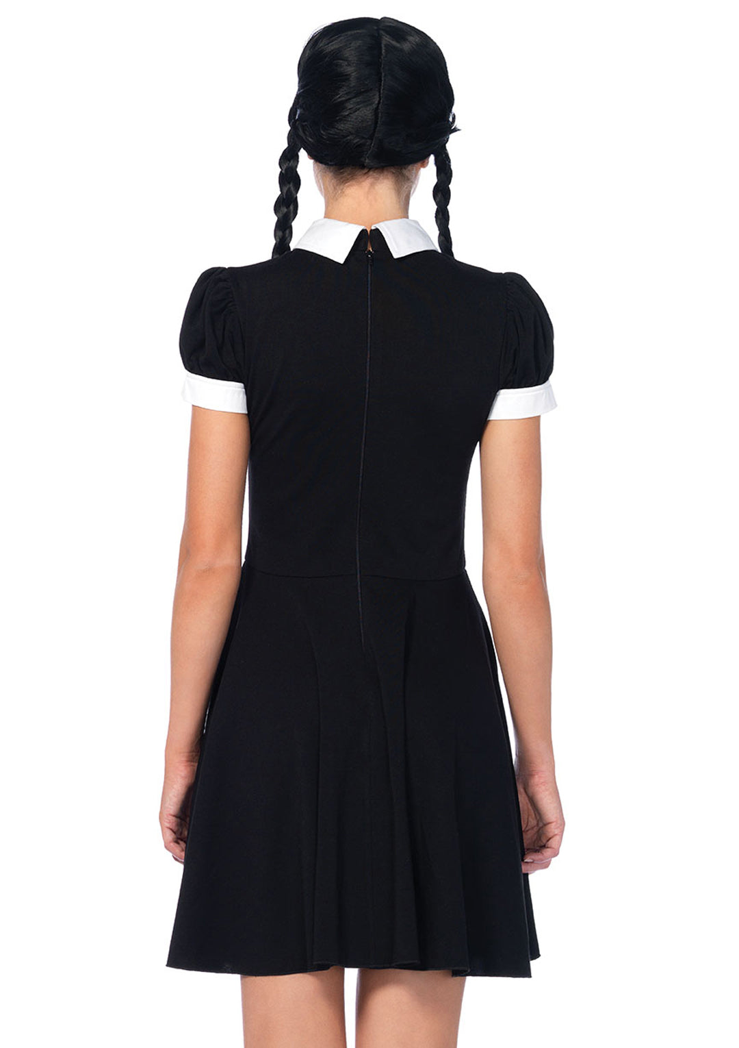 2-piece Gothic Darling,classic Collared Dress,braided Wig W/bows
