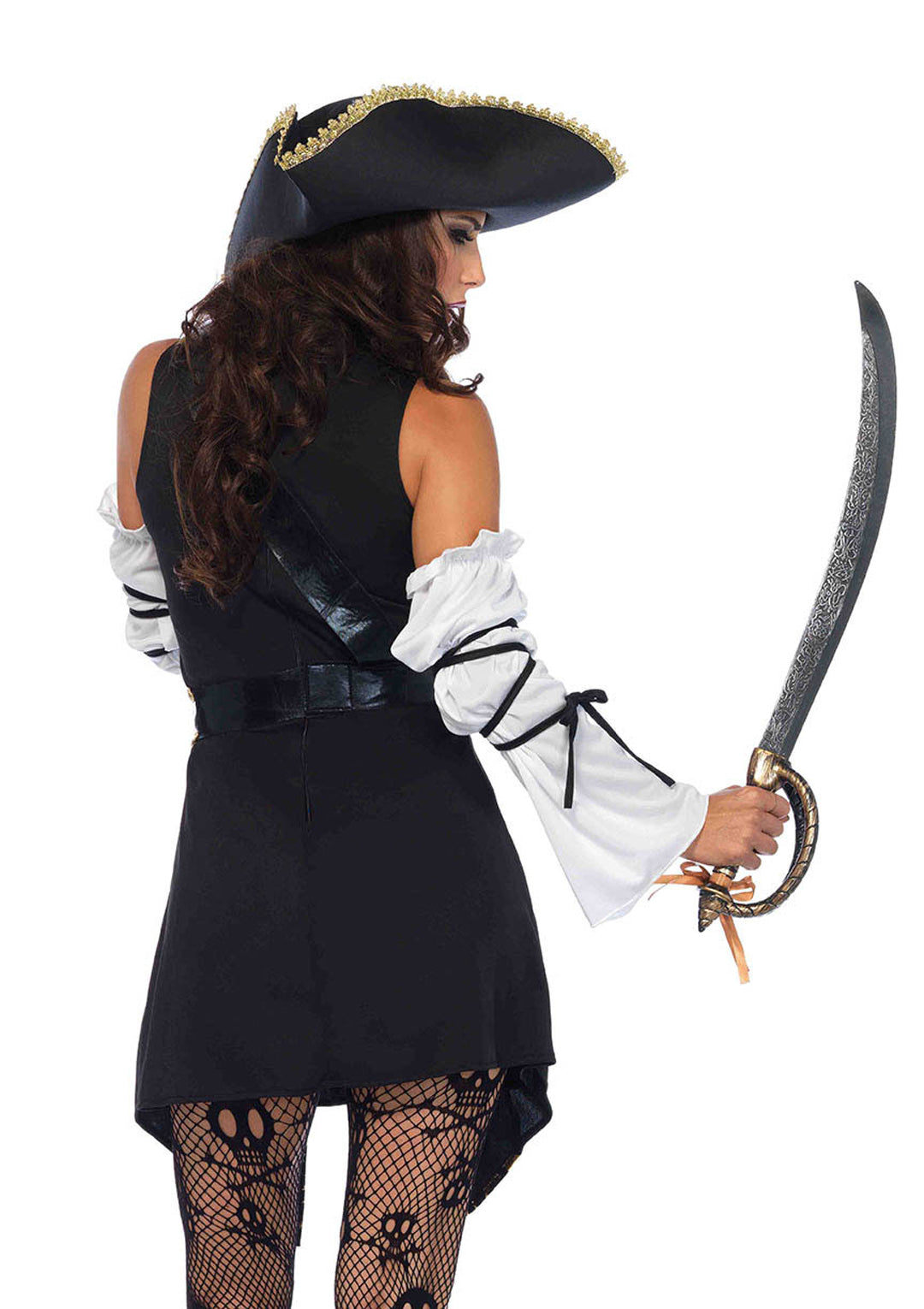 4-piece Black Sea Buccaneer,dress,sleeves W/wrap,belt,hat