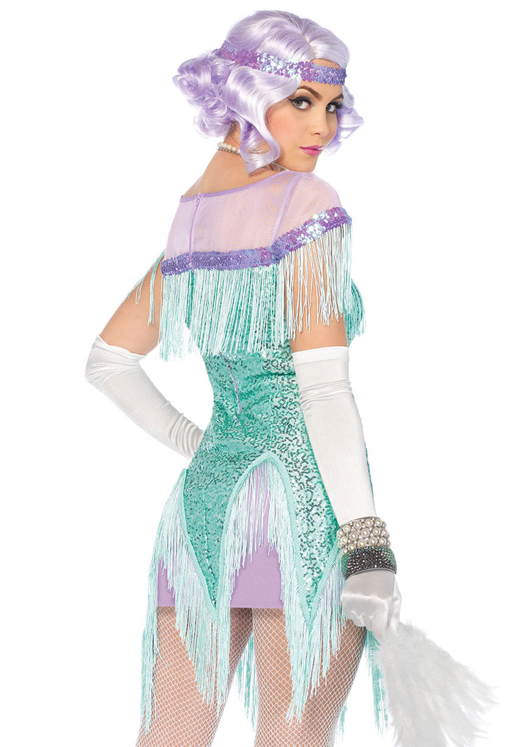 2-piece Roaring 20's Trixie,sequin Dress W/zig Zag Fring,sequin Headband