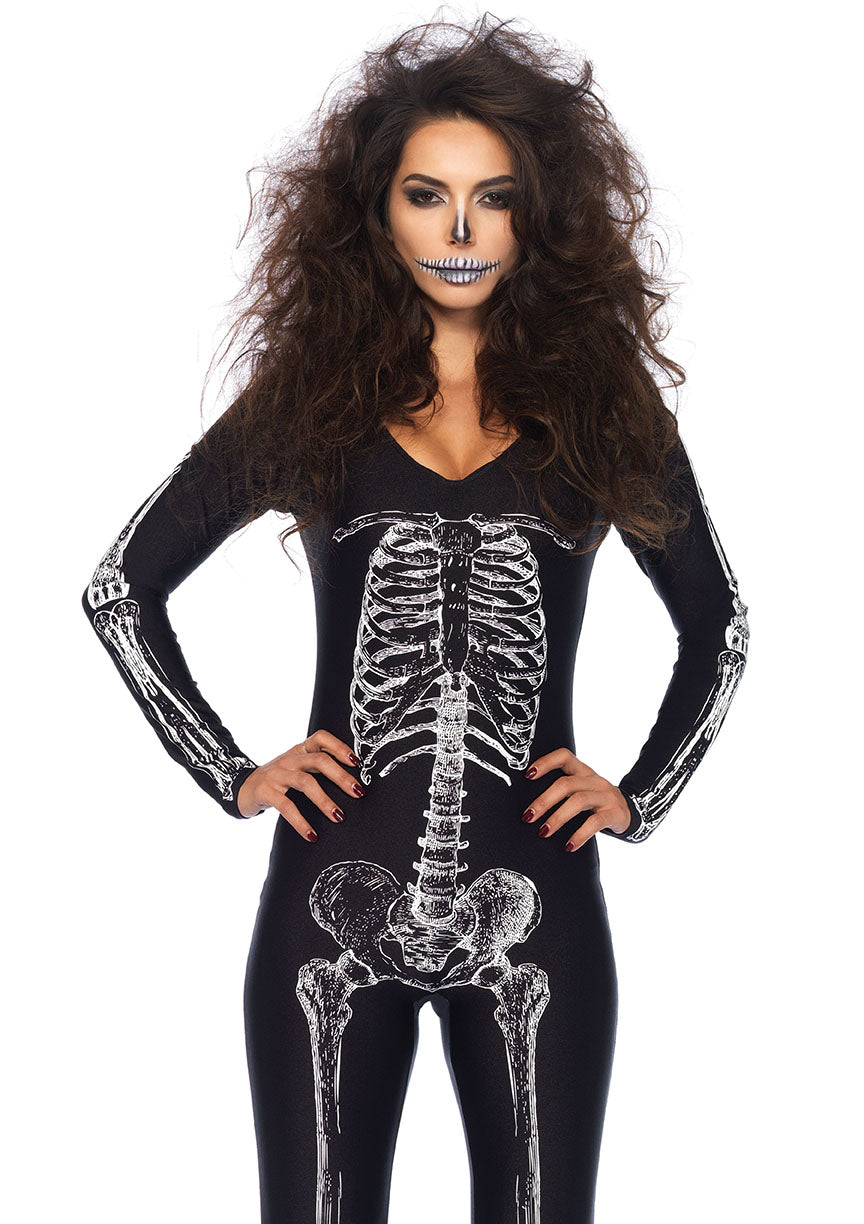 X-ray Skeleton Catsuit With Zipper Back