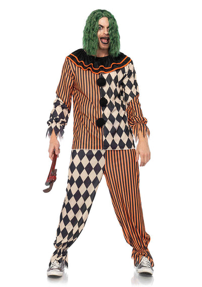 2-piece Creepy Circus Clown,ruffled Collar And Matching Pants