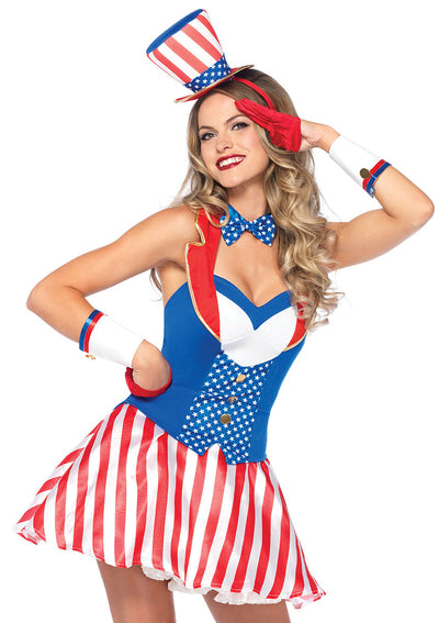 4-piece Yankee Doodle Darlin',vest Dress,bow Tie,wrist Cuffs,hat Headband