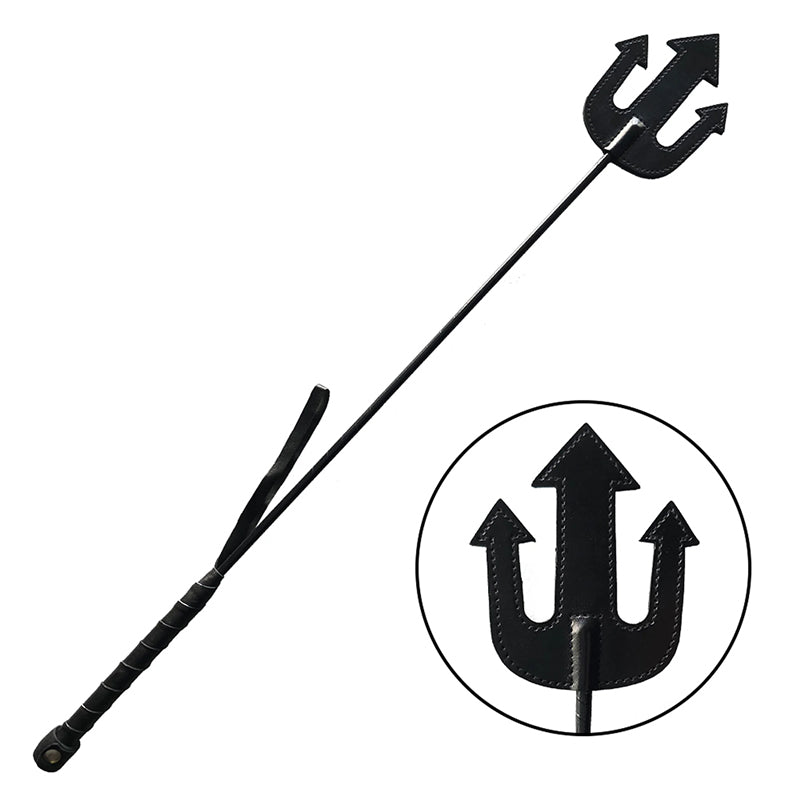 Rouge Leather Devil Riding Crop Black