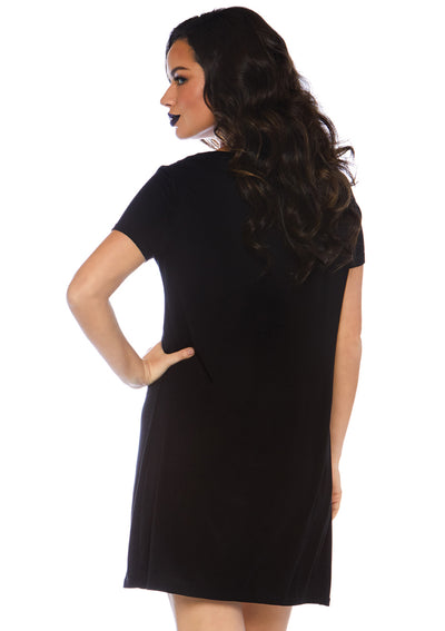 Fangtastic Jersey Dress With Pockets And Cross Over Bodice Accent