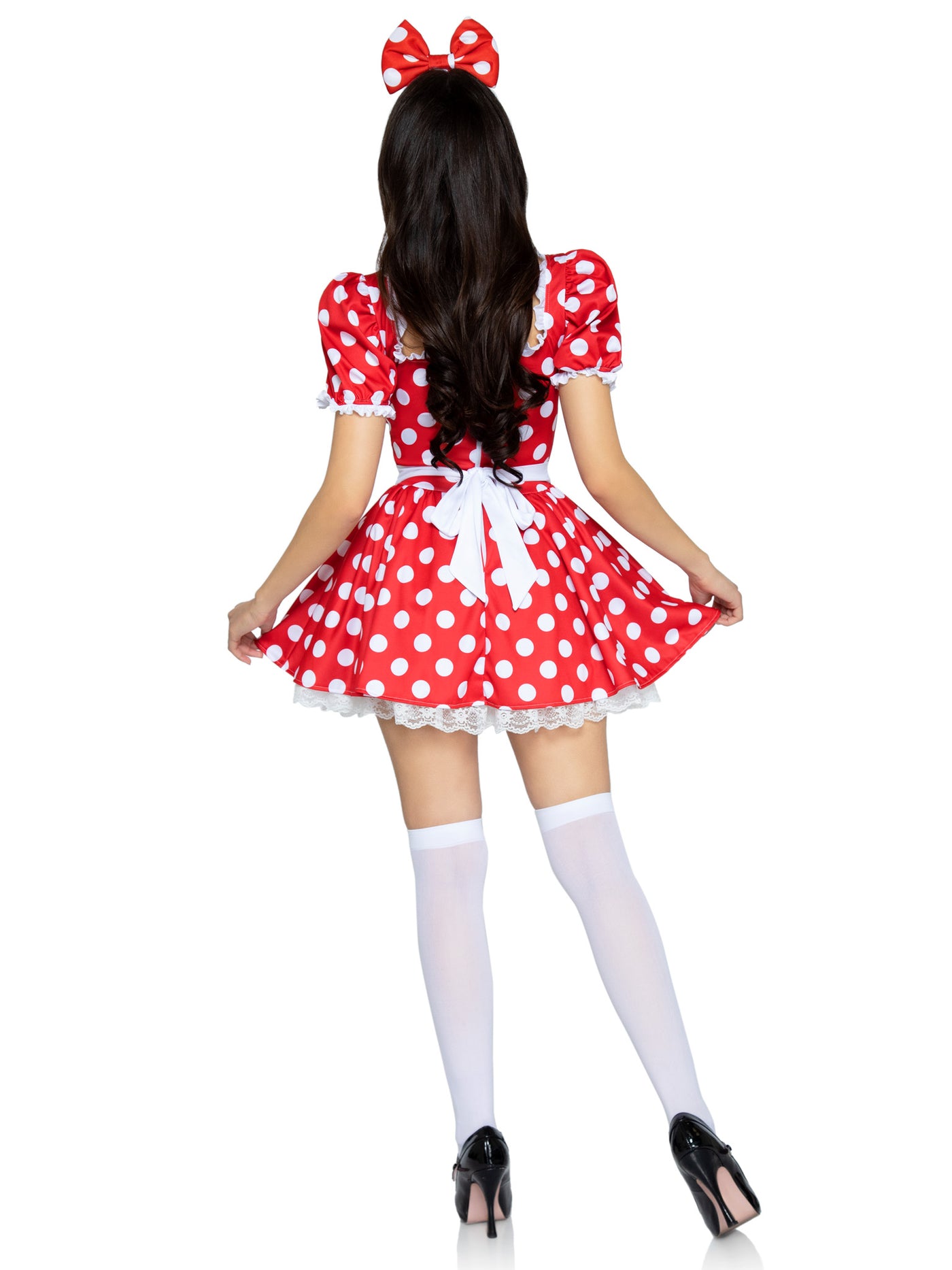 2-piece Polka Dot Dress With Ruched Sweetheart Bodice And Matching Bow Headband
