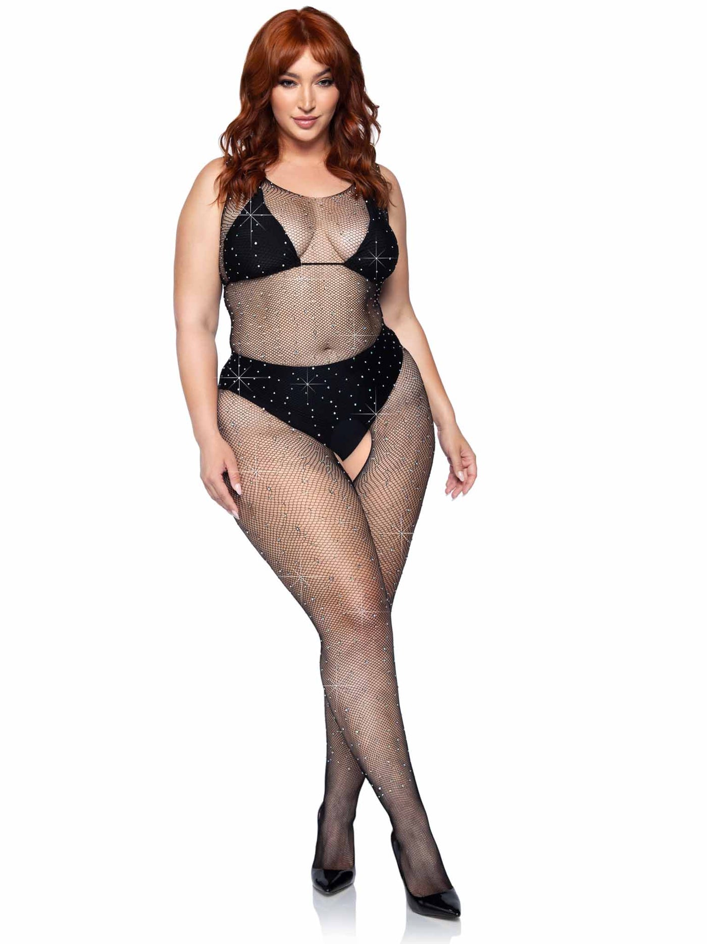 Crystalized Fishnet Tank Bodystocking