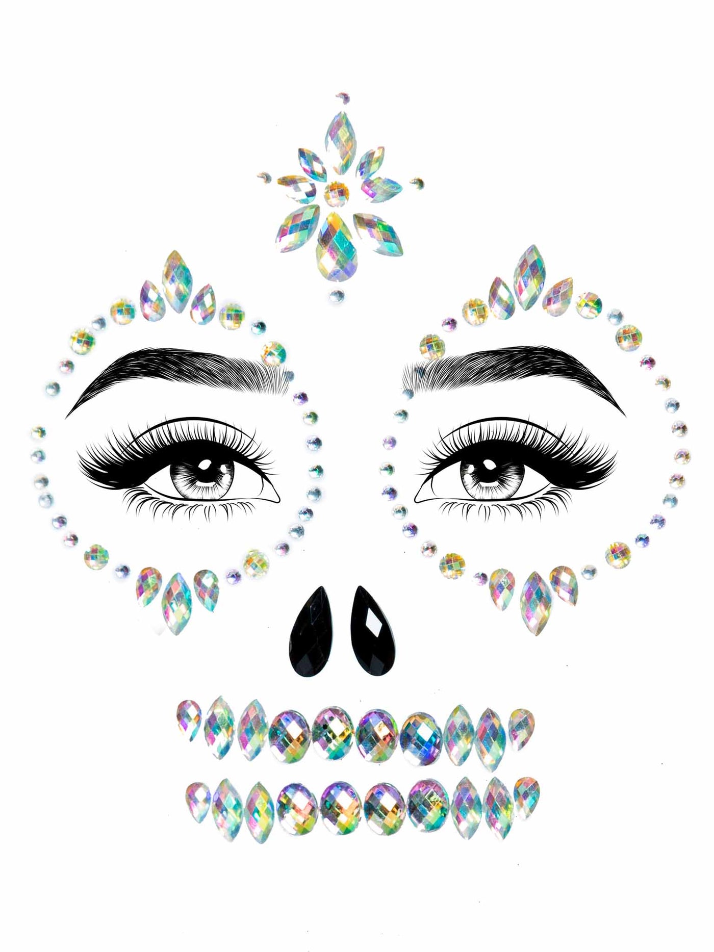 Skeleton Adhesive Face And Chest Jewel Stickers