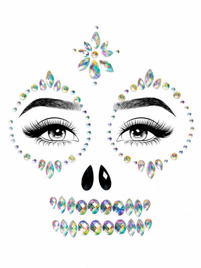 Skeleton Adhesive Face And Chest Jewel Stickers