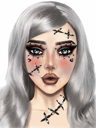 Stitches Adhesive Face Jewels Sticker