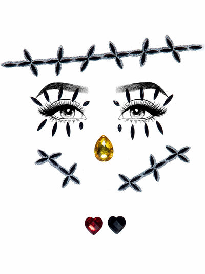 Stitches Adhesive Face Jewels Sticker