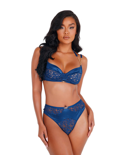 2-Piece Satin & Lace Bralette Set