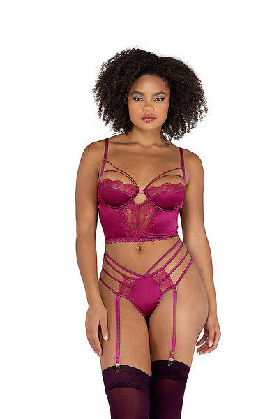 2-Piece Satin Underwire Bralette Set with Strappy Panty