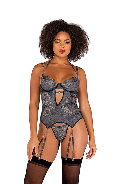 2-Piece Sparkle Chained Bustier Set