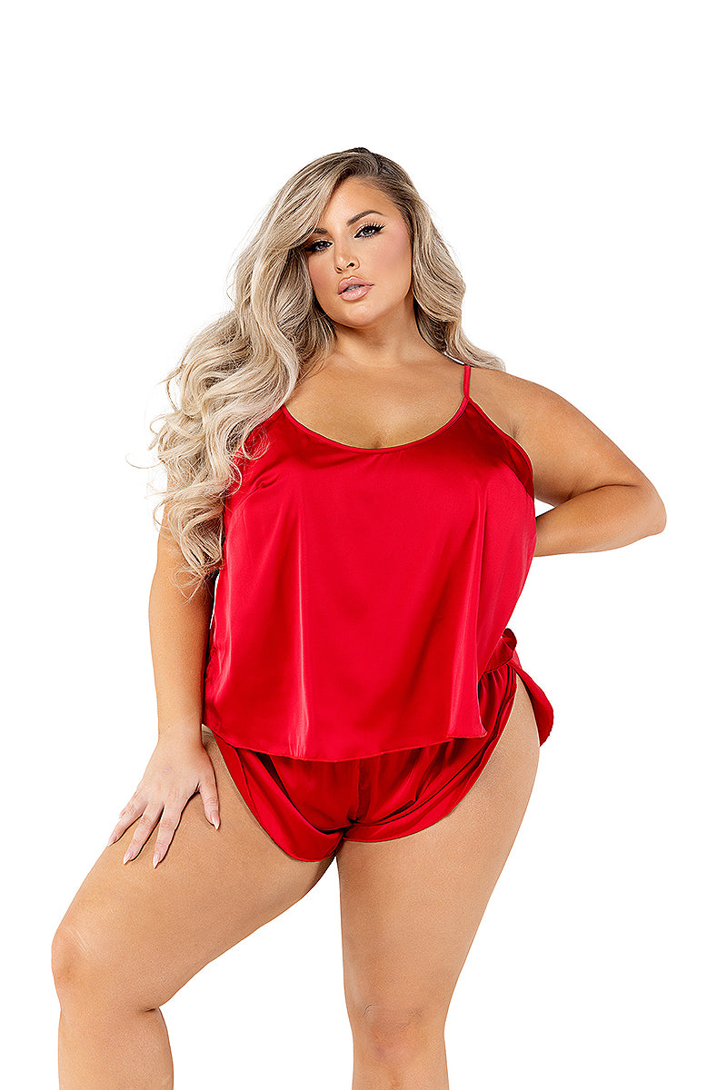 2-Piece Soft Satin Tulip Short Set