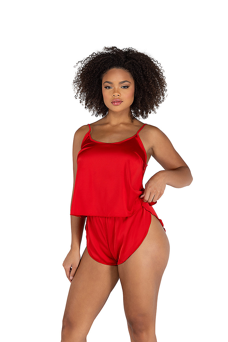 2-Piece Soft Satin Tulip Short Set