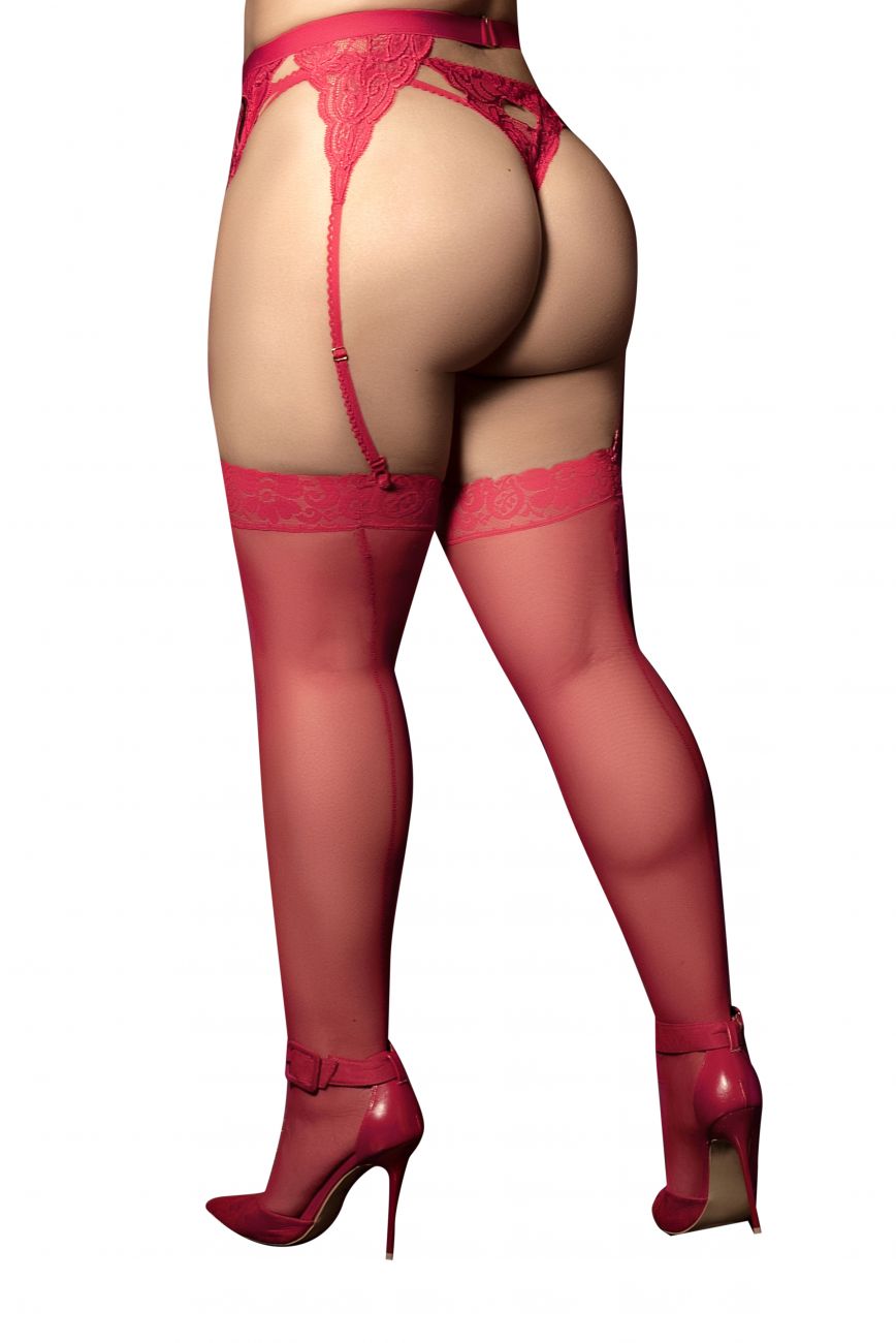Mesh Thigh Highs Color Red