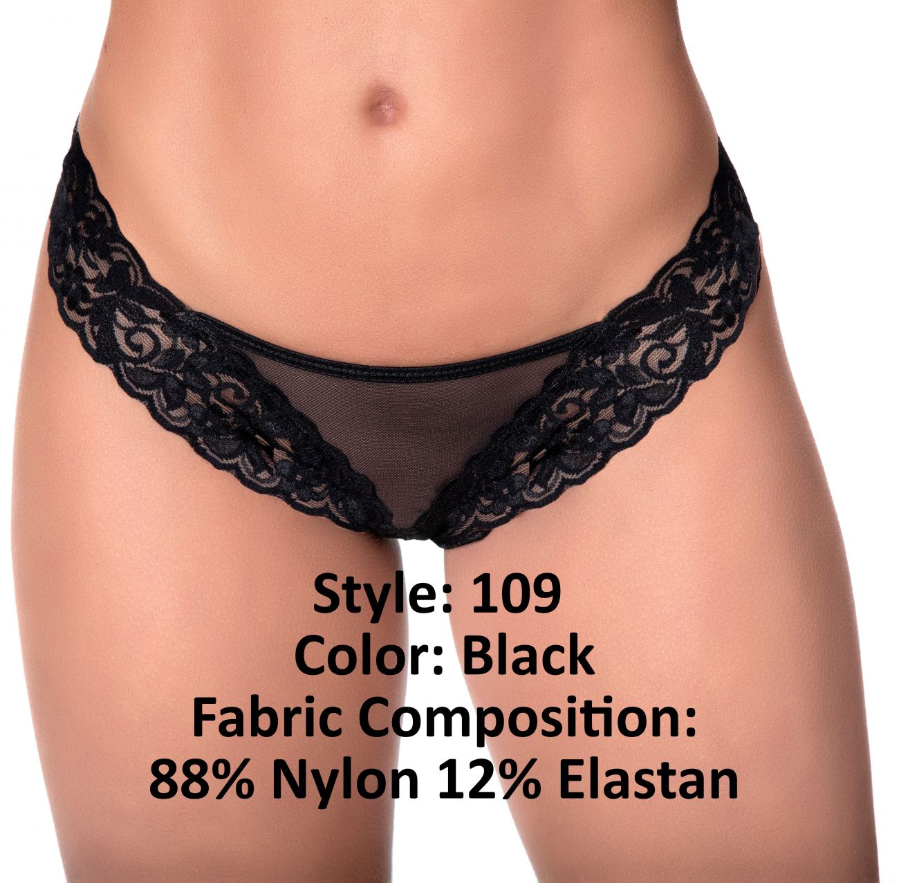 Lace And Mesh Panty Color Black