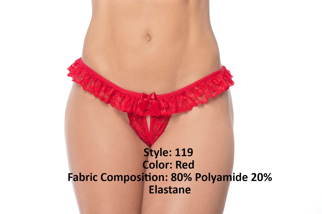 Lace Peek-A-Boo Panty Color Red
