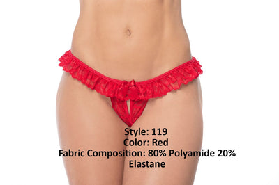 Lace Peek-A-Boo Panty Color Red
