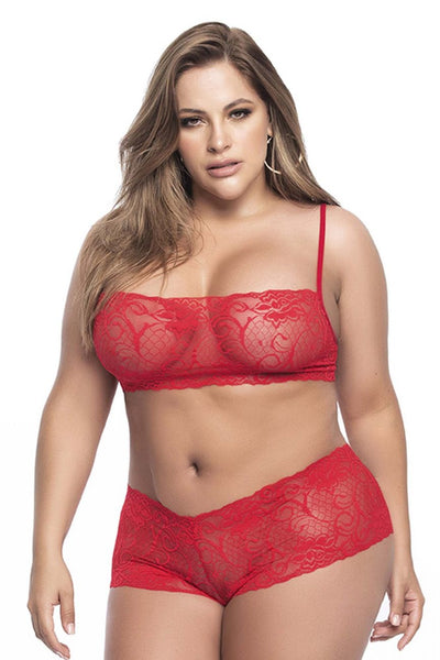 Panty And Top Lace Set Color Red