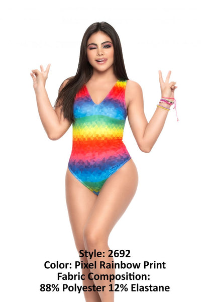 Bodysuit Color Pixel Rainbow Print