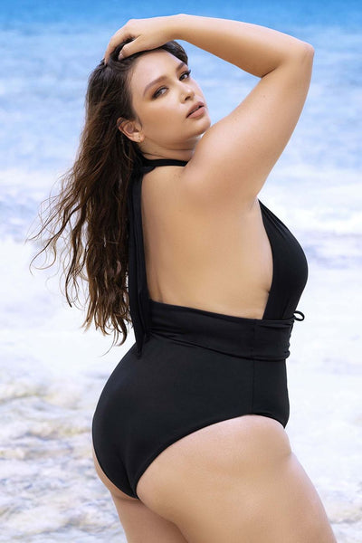 One Piece Swimsuit Color Black