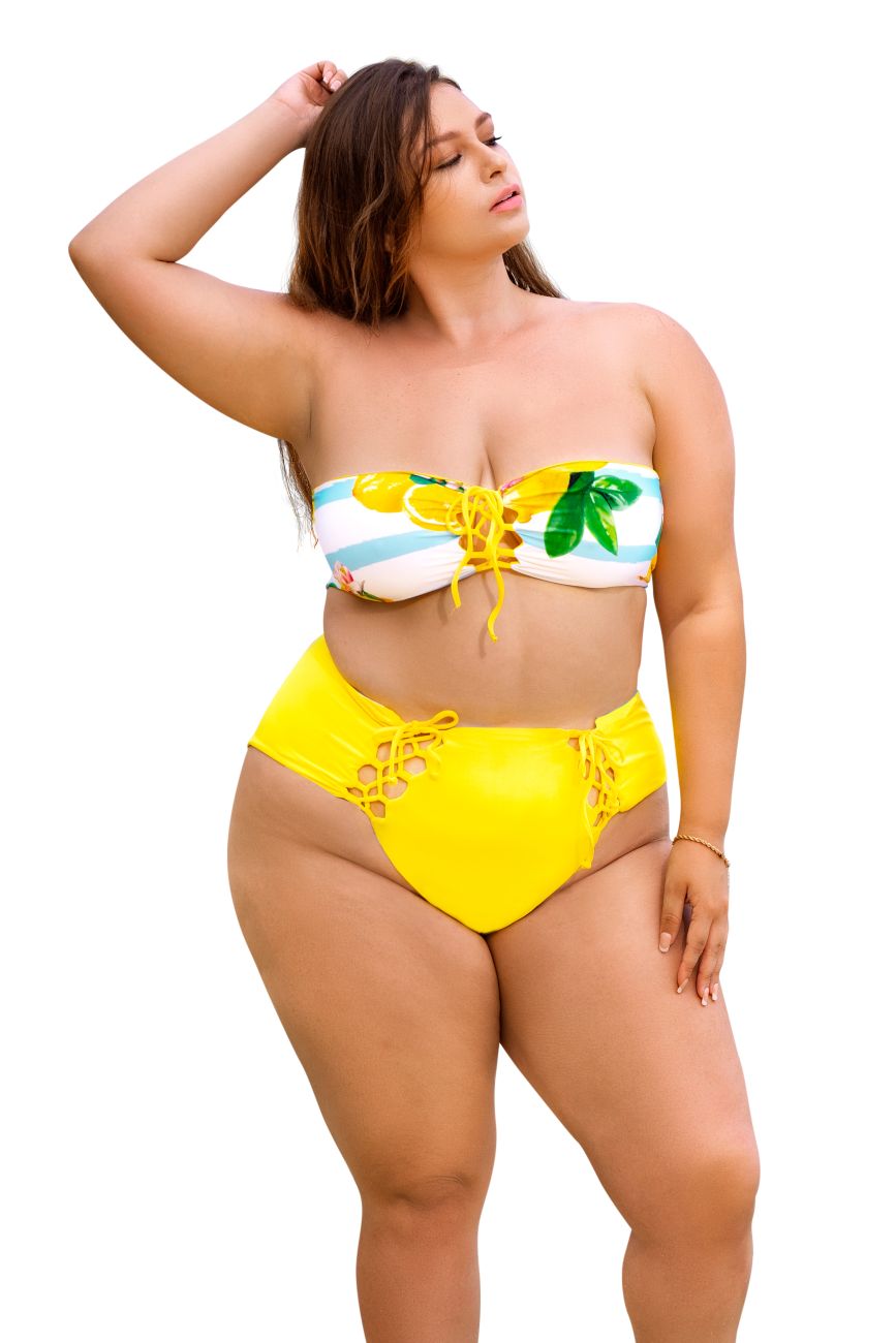 Reversible Two Piece Swimsuit Color Yellow-Citrus Print