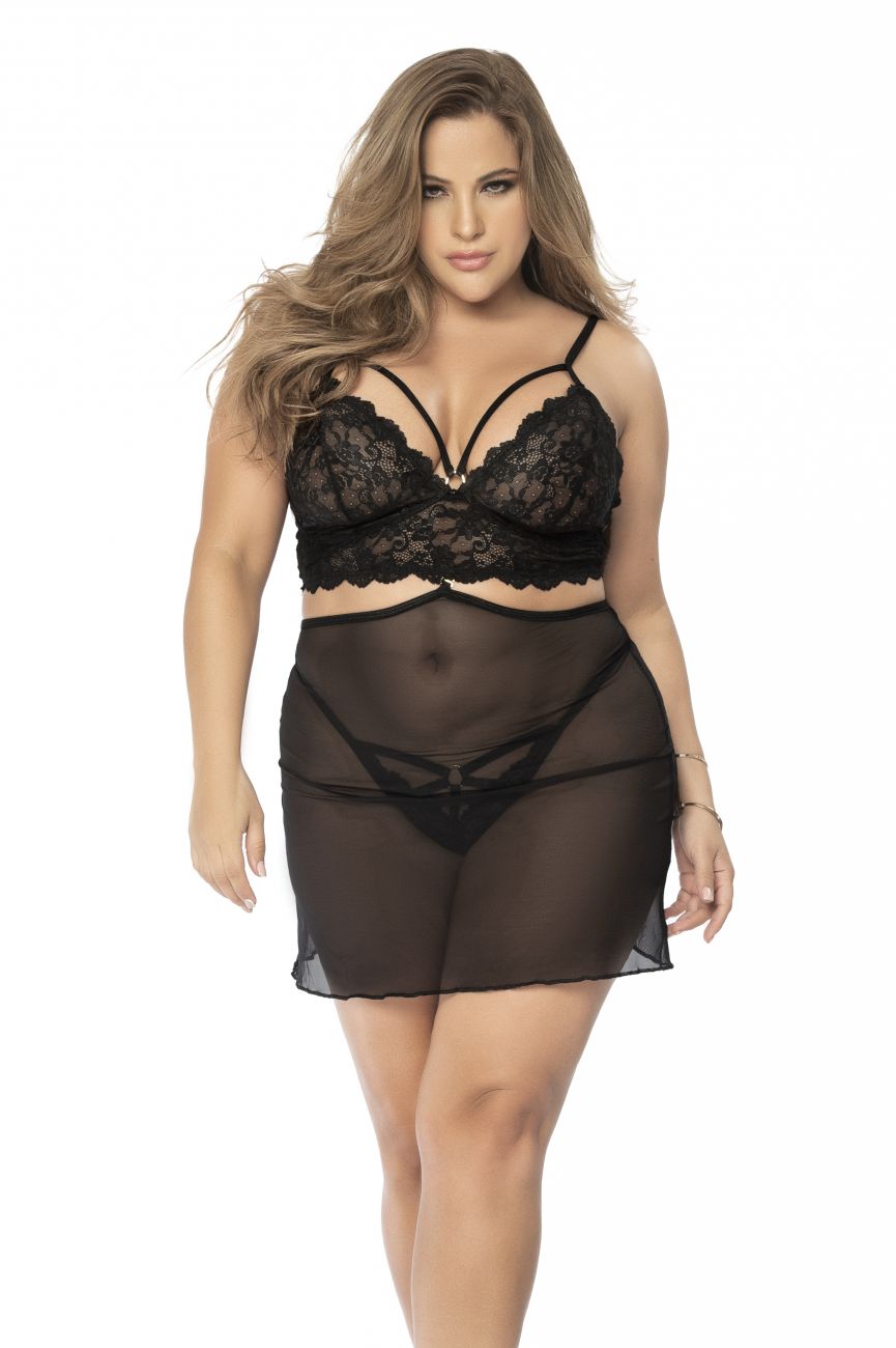Babydoll And Two Piece Set Color Black