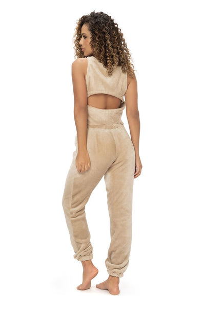 Two Piece Pajama Set Top And Pants Color Mocha