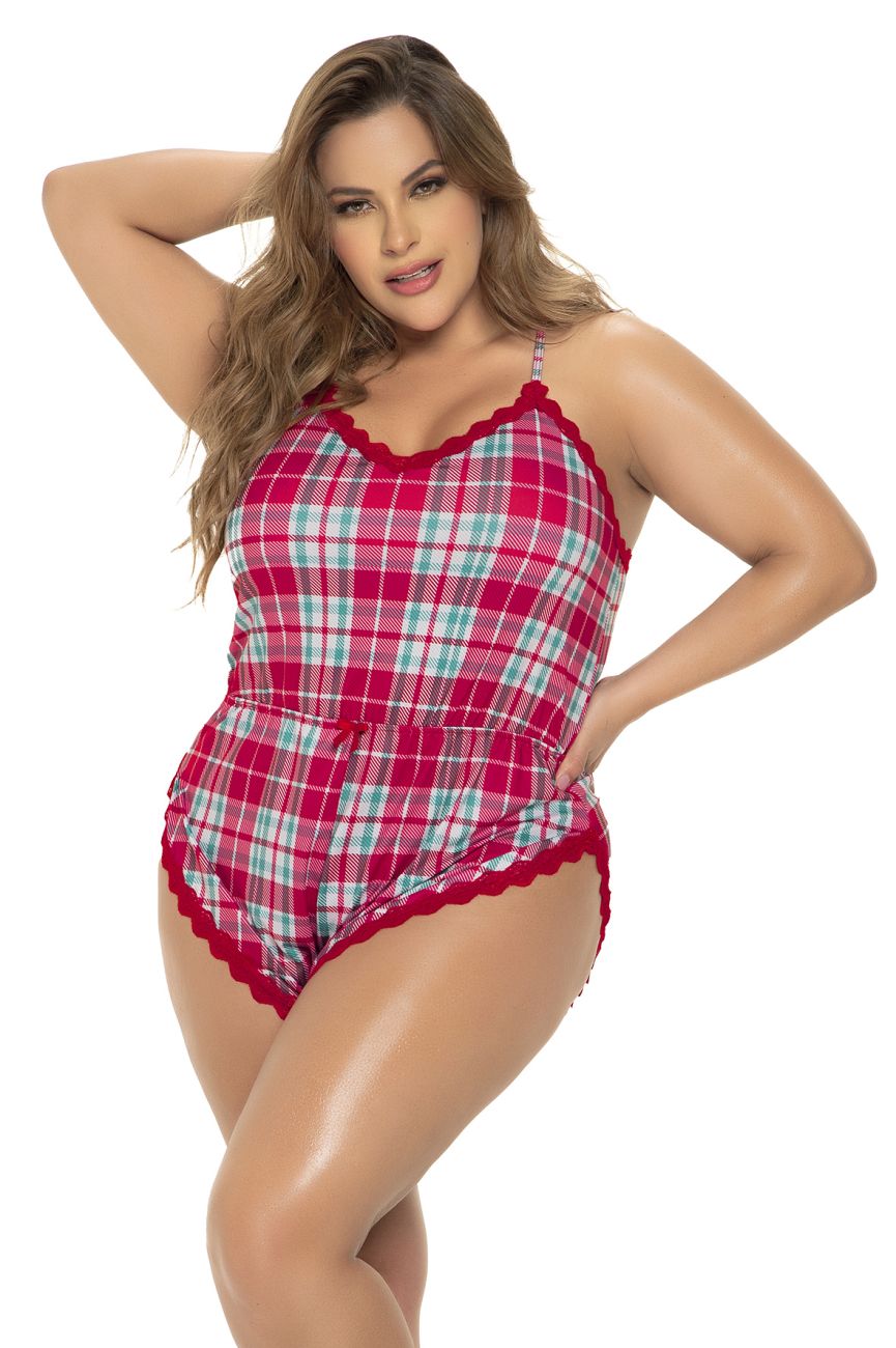 Sleep Romper Color Red Plaid