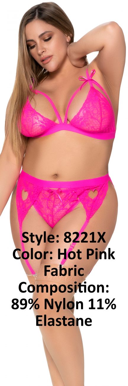 Three Piece Garter Set Color Hot Pink
