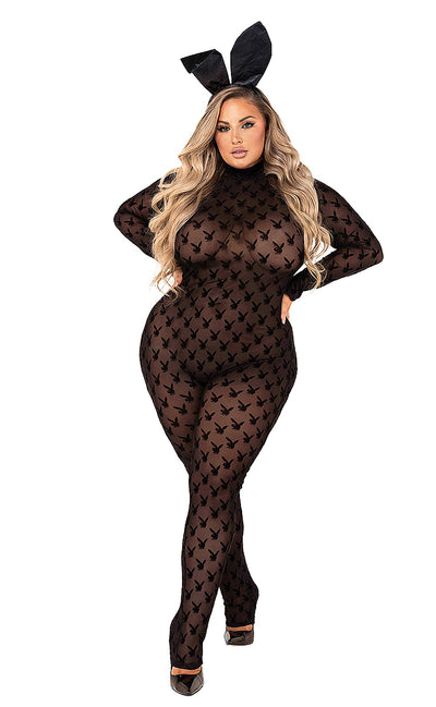 2-Piece Sheer Playboy Bunny Bodysuit