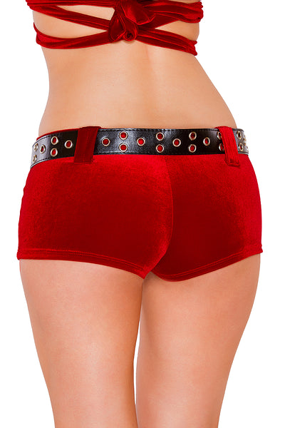 Velvet Shorts with Belt